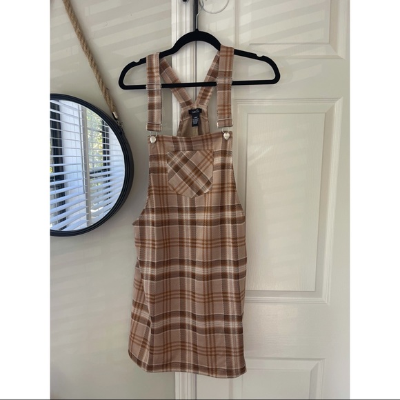 NWT Rue21 Tan Plaid Overall Dress - Picture 3 of 8